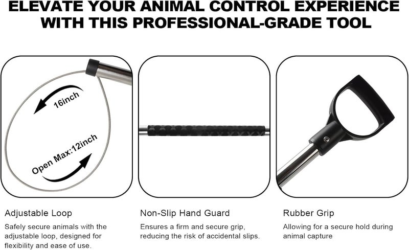 Smarkey 60"-92" Animal Catch Pole Wildlife Control Tool Noose Holder Net Kit for Dogs Feral Cat Raccoons Hog Pig Fox Coyote Bulldog Wolf Goat Lizards Boar Bichon Calf Piglet Gator - Image 5